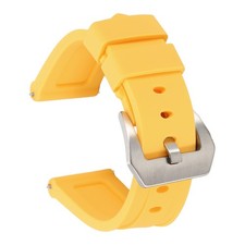 Silicone Watch Bands 22mm Soft Watch Band with Silver Buckle, Yellow