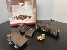 Vintage 2003 Enchanted Forest Wooden Docks Set Of 3 With Box