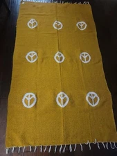 Trek Light Gear Blanket Peace Symbol Woven Fringe 45” X  80”