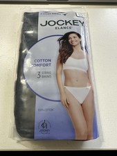 Jockey Elance String Bikini Panties 3 Pack Black Cotton Comfort Size 5 Small