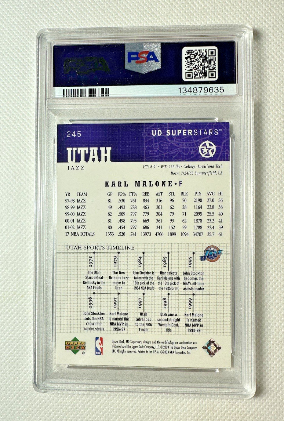 KARL MALONE PSA (10) Superstars Upper Deck 1/1 2002-03 HOF (RARE) ONLY 1 EXISTS view 18