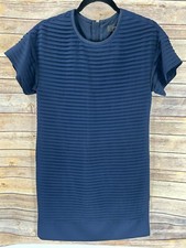 Women's J. Crew Blue Short Sleeves Pleated Chiffon Shift Dress Size 00