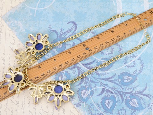 Royal hotGolden Blue Gems Violet Bead Adjustable Fashion Necklace Clr - Photo 3 sur 4