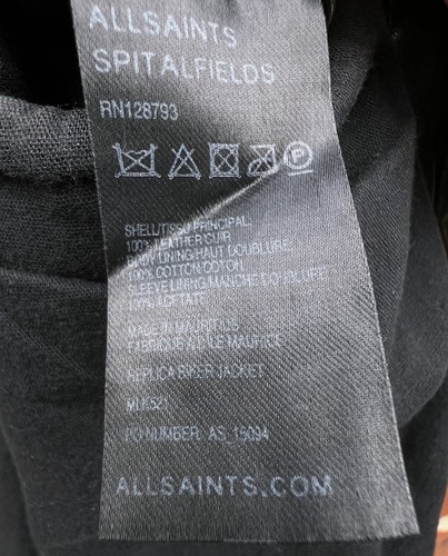All Saints Mens REPLICA Leather Biker Jacket Large Moto Bomber Rock 4 - Picture 8 of 20
