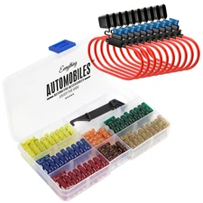 120 Assorted Fuses with 10 Inline Fuse Holders - Includes Fuse Puller Tool, Grea