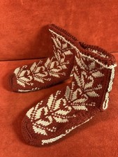 Vintage Knitted Nordic Style Hand Made Slippers