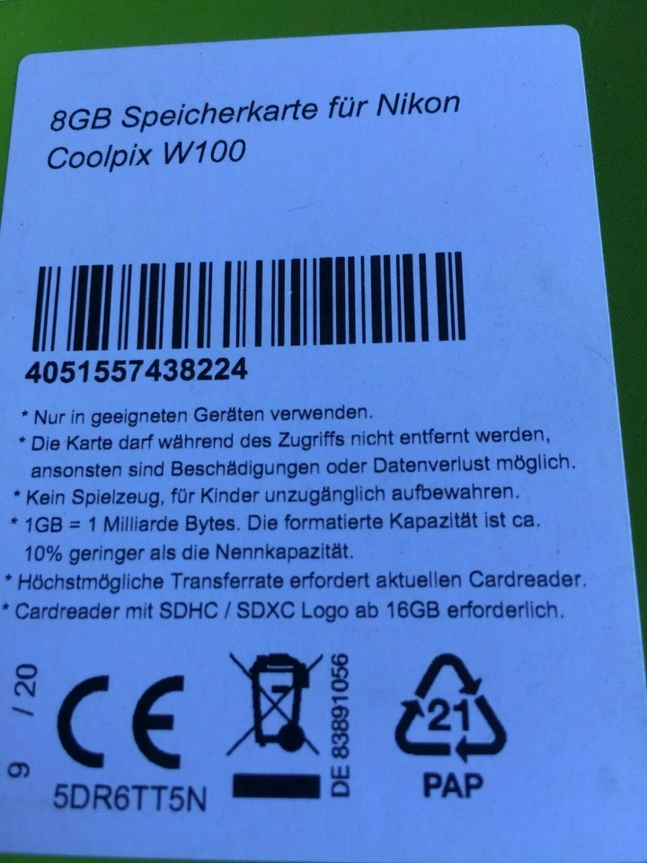 DSP memory card Nikon Coolpix W100 8GB - Image 2 of 2