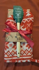 Bright Baking Holiday Oven Mitt and Spatula Set