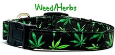 Weed/Herbs dog collar handmade adjustable buckle collar 5/8" wide or leash 