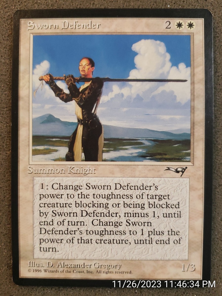 Sworn Defender Alliances NM White Rare MAGIC THE GATHERING MTG 