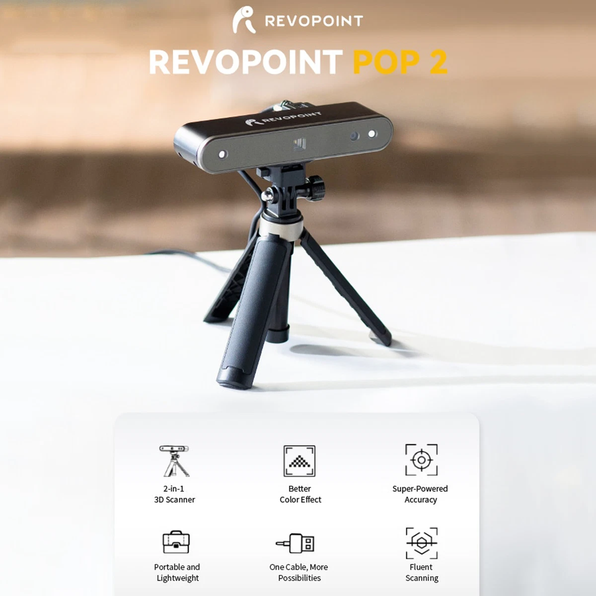 Revopoint POP 2 3D Scanner Premium 0.05mm High-Precision For 3D