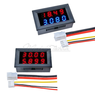 Dual Digital Volt 5-Wires 0-200V 10A Voltmeter Ammeter Red+Red/Red+Blue LED Amp