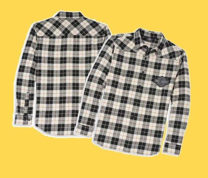 Harley-Davidson Camicia In Flanella Scozzese A Maniche Corte Per Ragazzi Grandi – Grigio, 100% Cotone