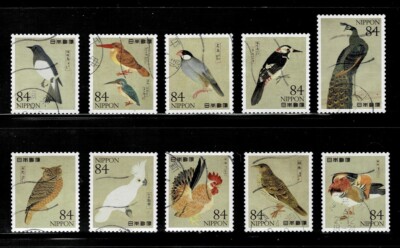 Japan 2022 Record of Nature Paintings of Birds 84Y Comp. Used Set