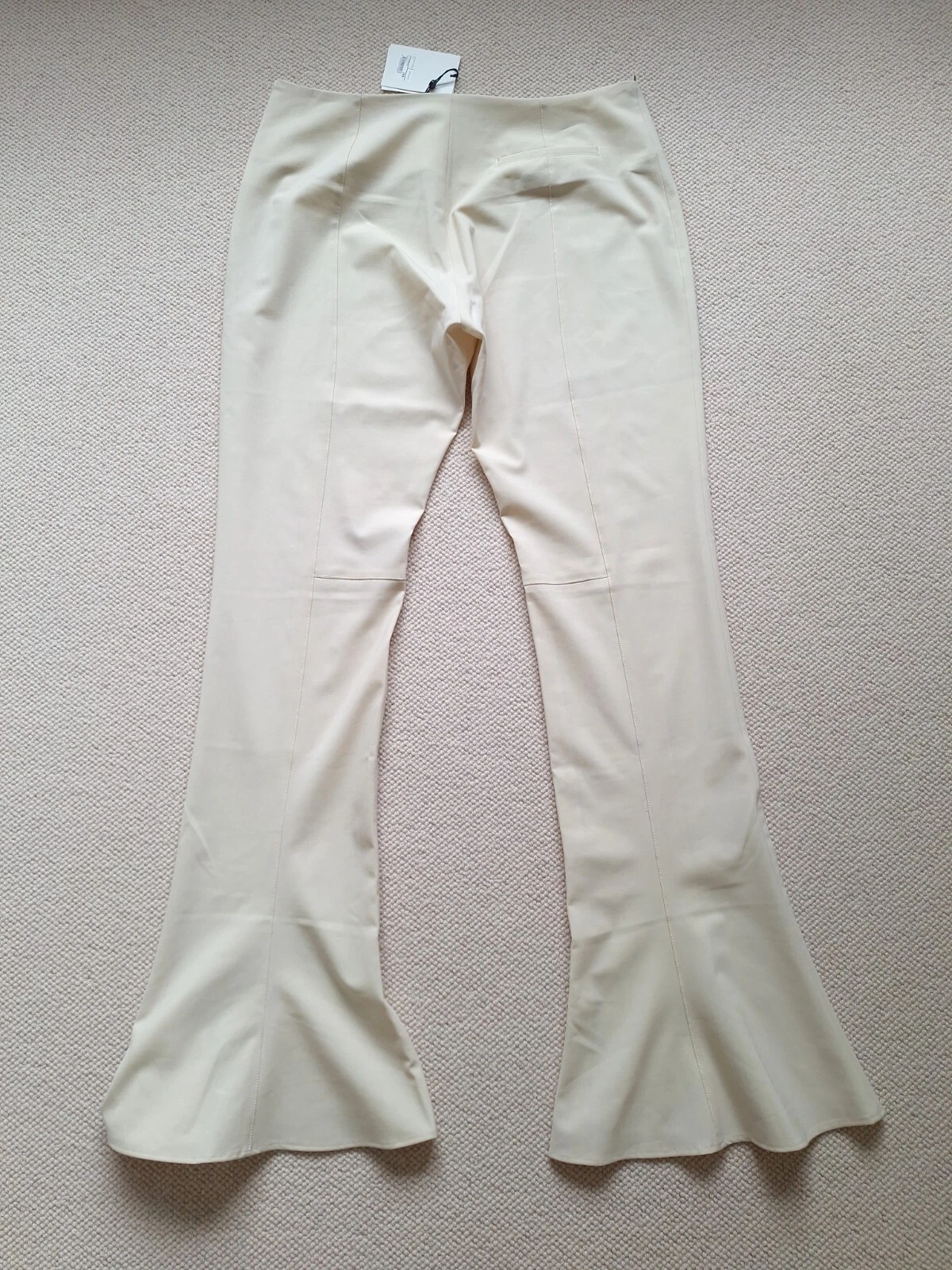 Pantaloni Jacquemus Le Splash Le Pantalon Tangelo misto lana svasata nuovi con etichette 46F