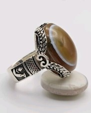 Rare Yemeni Aqeeq Sulimani Handmade Ring Sterling Silver 925                 