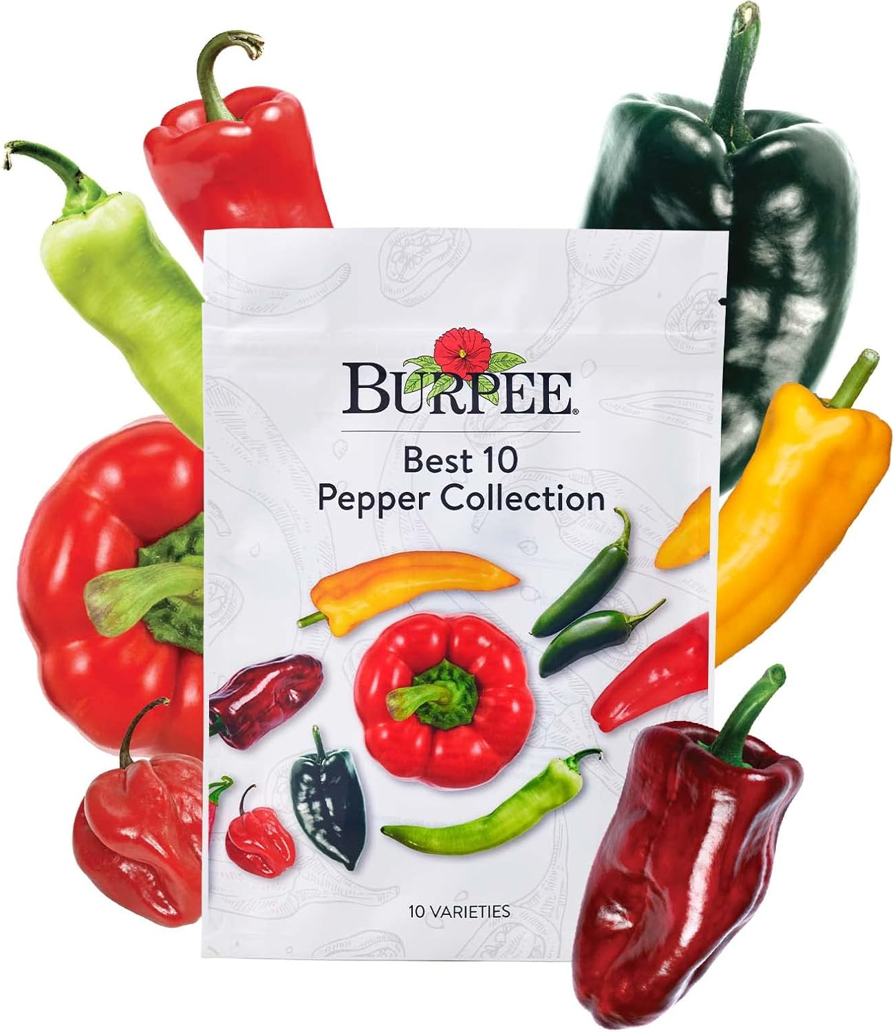 Non-GMO Mixed Hot & Sweet Pepper Seeds 10-Pack Variety