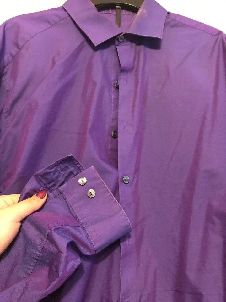 Рубашка Kenneth Cole Slim Fit мужская с длинным рукавом размер 17 36-37 фиолетовая доставка N 24h - Изображение 3 из 4