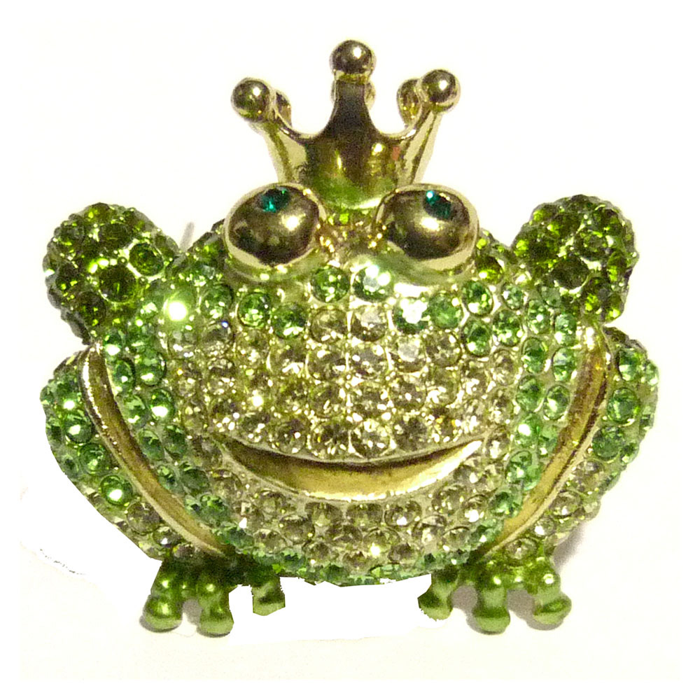 Broche humour prince grenouille en cristal l'accessoire poétique qui conte votre histoire