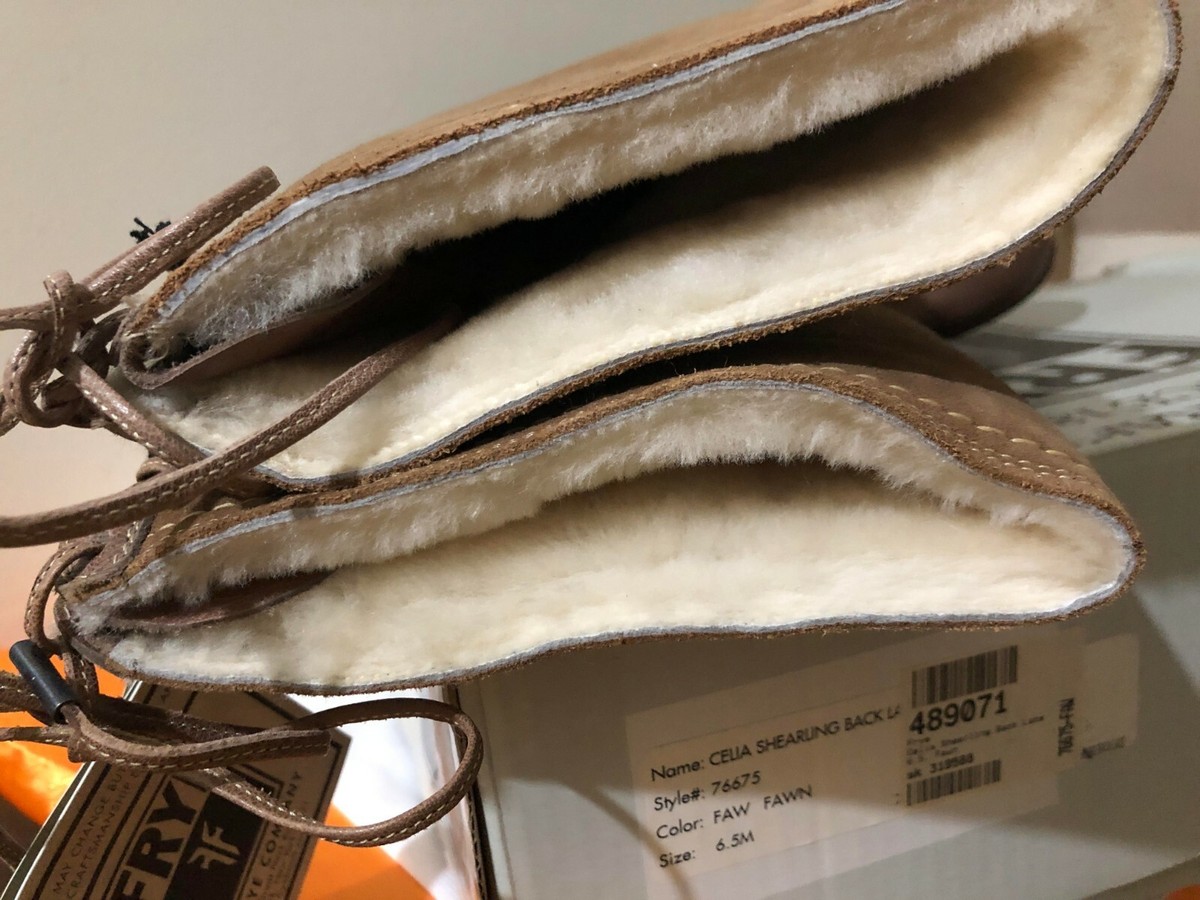 Bottes Frye Celia En Cuir - Taille 6.5 US, Fourrure D'origine | Bottines Dentelle Faw Fawn