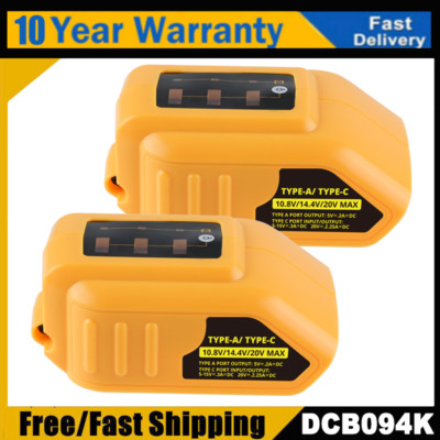 2Pack DCB094K for Dewalt Cordless 18 V / 20 VOLT USB port/Type C fast charger