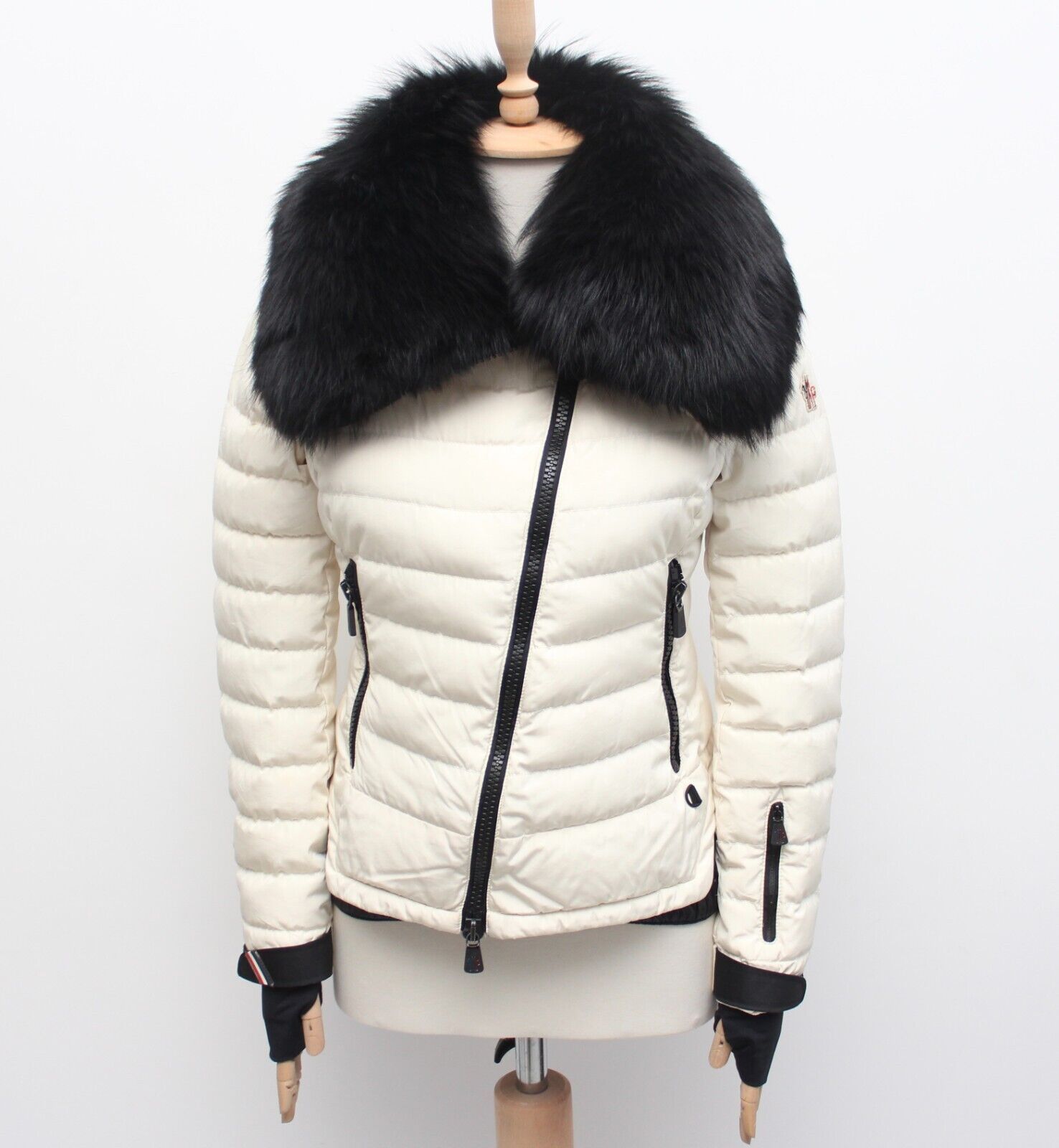 Women's MONCLER GRENOBLE Charaix Ski Down Puffer Jacket Real Fur Trim 1 ~S  RARE