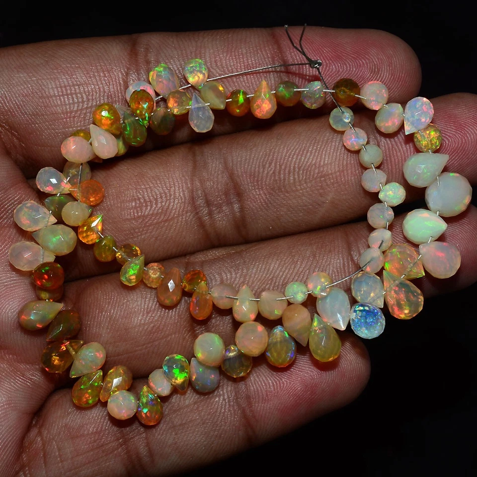 80 Pcs Natural Gemstones Ethiopian Opal Super Electric Fire Drillled Briolettes - Image 4 of 4