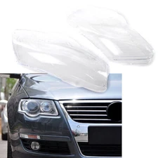 For VW Passat B6 2006-2011 Clear Headlight Headlamp Lens Cover Left & Right Set
