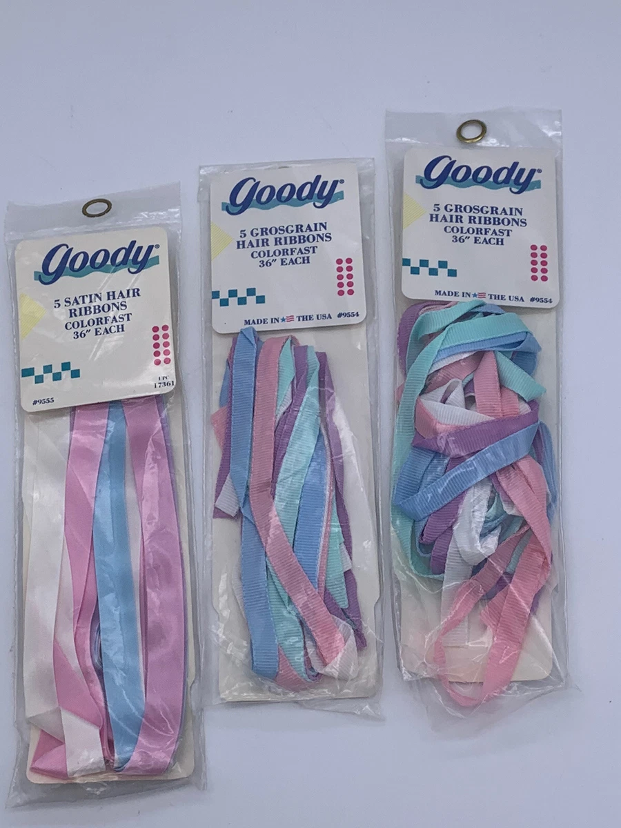 Vintage 80s Goody Grosgrain Satin Hair 15 Ribbons Ties 36