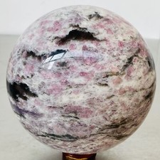 Natural Red Tourmaline Quartz Crystal Stone Sphere Ball Healing 3760G