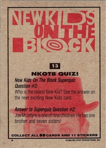 1989 Topps New Kids On The Block - Pick Choose Your Cards - Picture 27 of 177