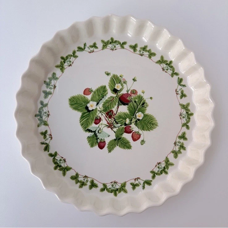 VTG Portmeirion Summer Strawberries Quiche Vintage Pan Pie Baker Dish England