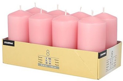 8 STARPAK Stumpenkerze, Durchmesser: 50 mm, altrosa, 8er