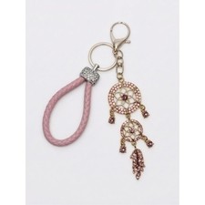 Pink Dreamcatcher Tassel Keychain with Braided Loop