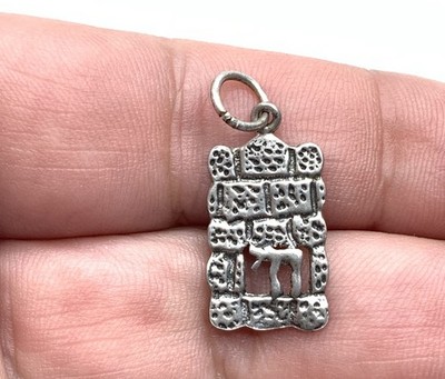 Sterling 925 Silver Chai Jewish Western Wall Tiny Small Pendant Charm