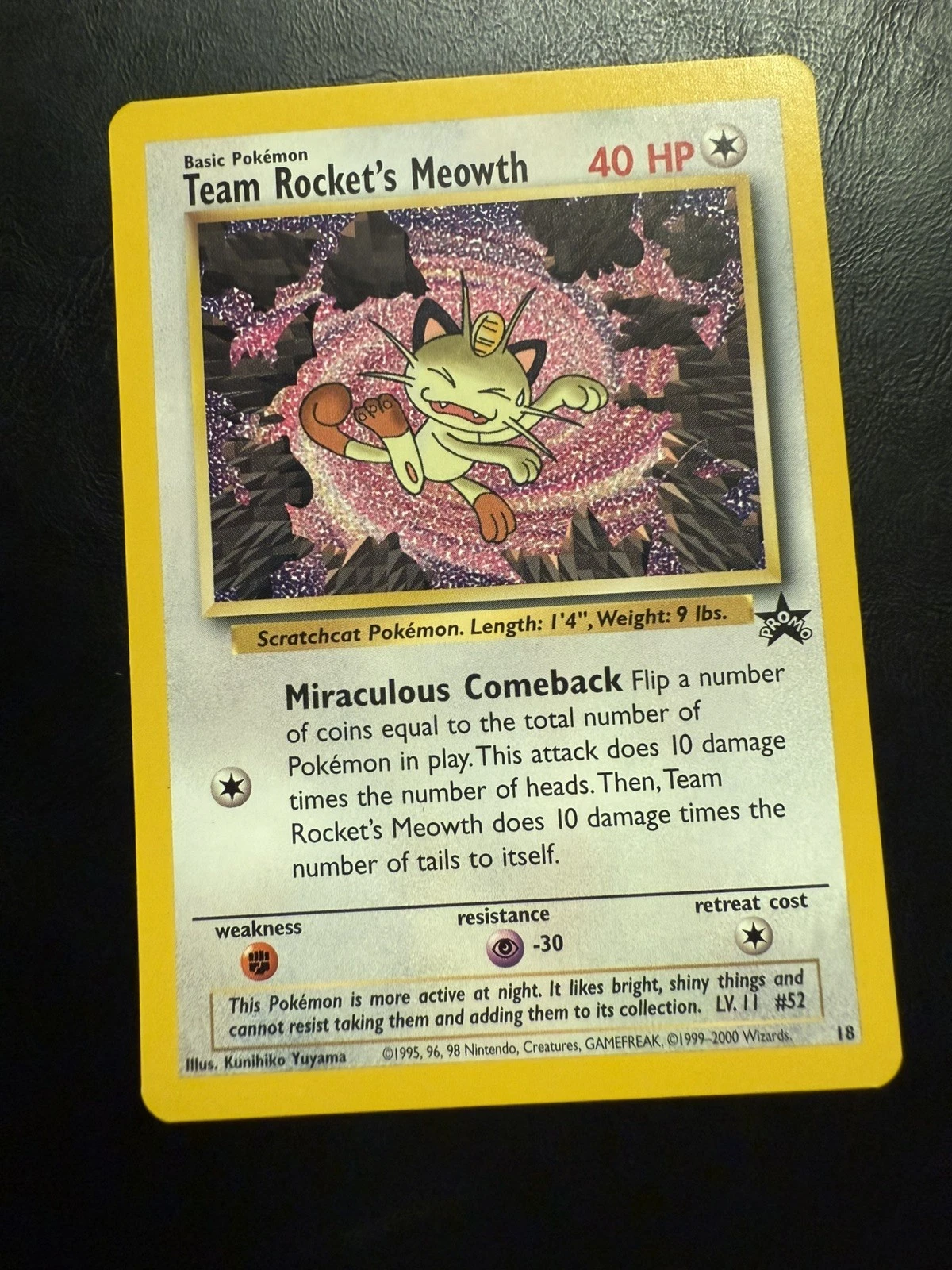 Deal for Pokemon TCG Team Rocket's Meowth 18/53 Wotc Black Star Promo