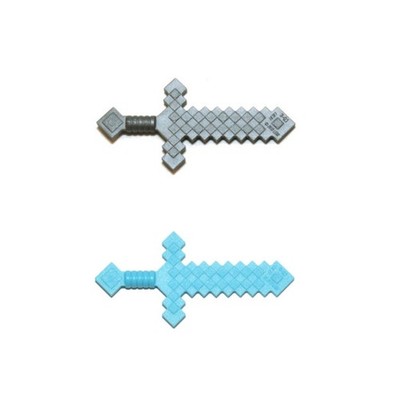 Lego Minecraft Azure Minifigure Weapon Sword Pixelated Dark Bluish Gray #E-095