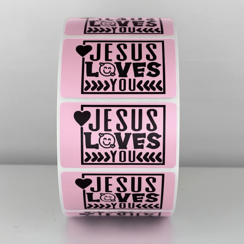 Etiquetas adhesivas Jesus Loves You perfectas para correos y paquetes Foto 2 de 4