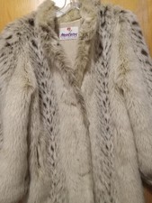Vintage Womens Size 14 Monterey Faux Lynx Full Length Fur Coat