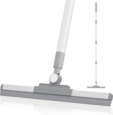 Floor Squeegee with 180° Rotating Head, Squeegee for Floor with 52'' Long Handle