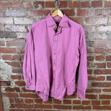 Robert Graham Shirt Mens XL Pink Contrast Cuff Paisley Trim Cotton Long Sleeve
