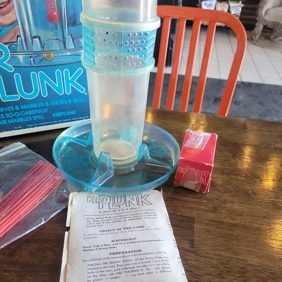 Vintage 1980  KERPLUNK Game  Ideal Toy company  Marbles Sticks instructions - Image 2 of 4