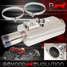 JDM Stainless Steel 4" Muffler Burnt Tip Exhaust Valve Silencer + Remote Control