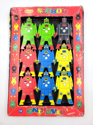 Schylling Wooden Stacking Robots Balance Toy Set Multicolor Blocks Kids Stuhr
