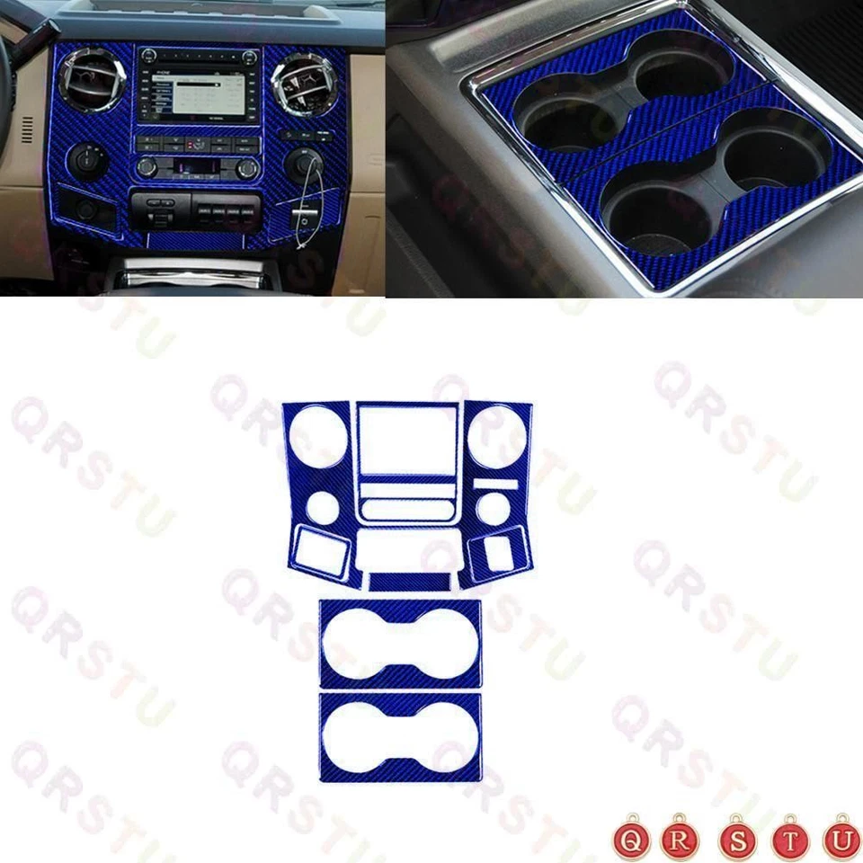Juego completo de embellecedores interiores de fibra de carbono azul para Ford F250/350/450/550/650/750 Foto 2 de 4