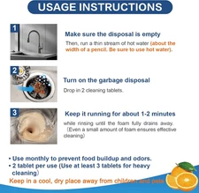 30 Pack Garbage Disposal Cleaner Tablets, Deodorizer, Foaming Sink Cleaner, F...