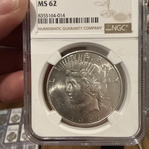 1927S Peace Dollar Graded MS62 by NGC.  Blast White! Just Graded Nice Cartwheel