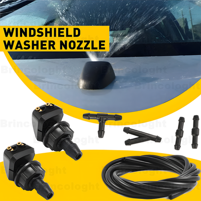 #ad 2X Car Front Windshield Wiper Washer Nozzle Double Hole Water Spray Nozzle Black $9.89