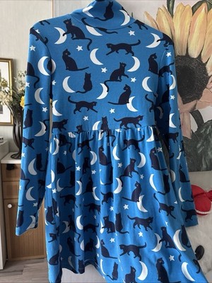 BODEN Kleid Blau Mit Katzen Gr 152 11-12J 