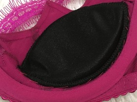 Vtg AGENT PROVOCATEUR PADDING ADDED Bra SILK SATIN Lace CUTOUT 34B Fuchsia Bow